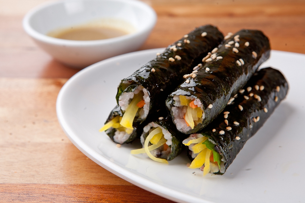 Photo of korean seaweed and rice roll named Kimbap